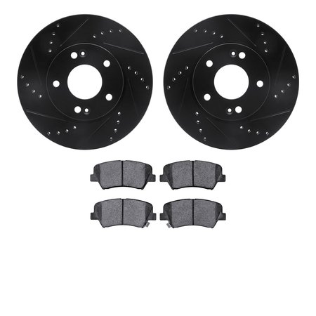 DYNAMIC FRICTION CO 8302-03066, Rotors-Drilled and Slotted-Black with 3000 Series Ceramic Brake Pads, Zinc Coated 8302-03066